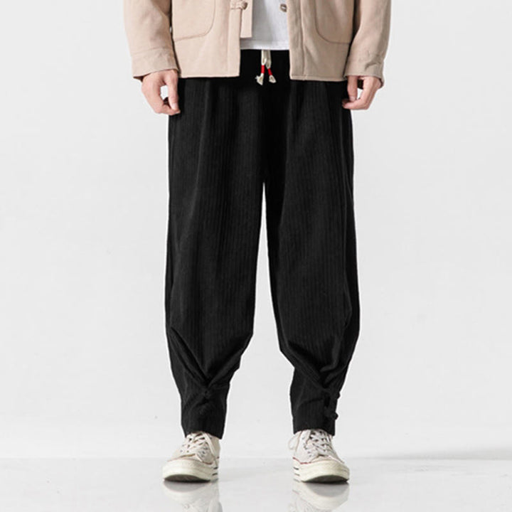 Pantaloni a gamba dritta in cotone con tasche e bottoni, modello Buddha Stones , da uomo, autunno inverno - Nero - US/UK/AU46, EU56 (5XL) - image 23