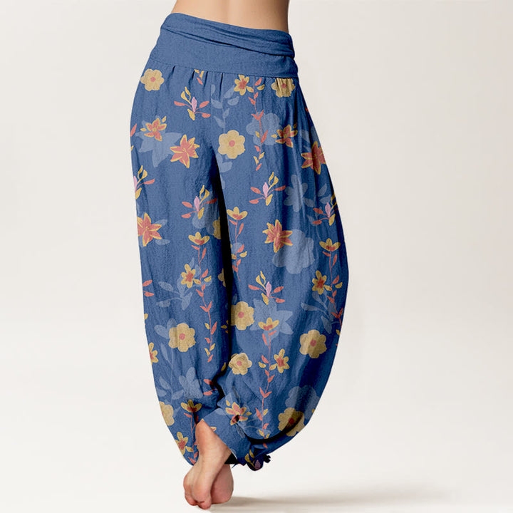 Pantaloni harem da donna con elastico in vita, in cotone, semplici e rinfrescanti, con motivo a fiori e foglie, modello Buddha Stones - image 6
