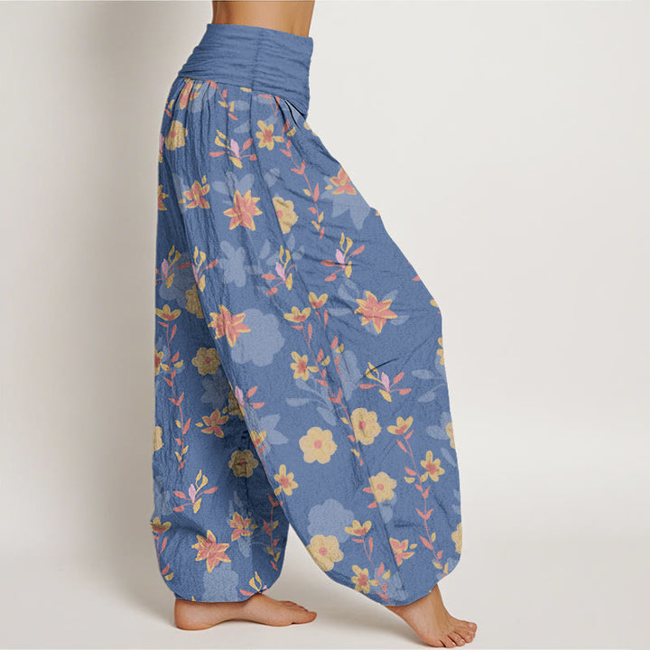Pantaloni harem da donna con elastico in vita, in cotone, semplici e rinfrescanti, con motivo a fiori e foglie, modello Buddha Stones - image 7
