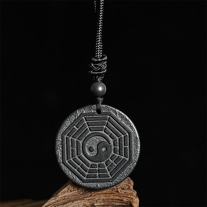 Collana con ciondolo in pietra di shungite autentica con protezione Bagua Yin Yang Buddha Stones - image 2