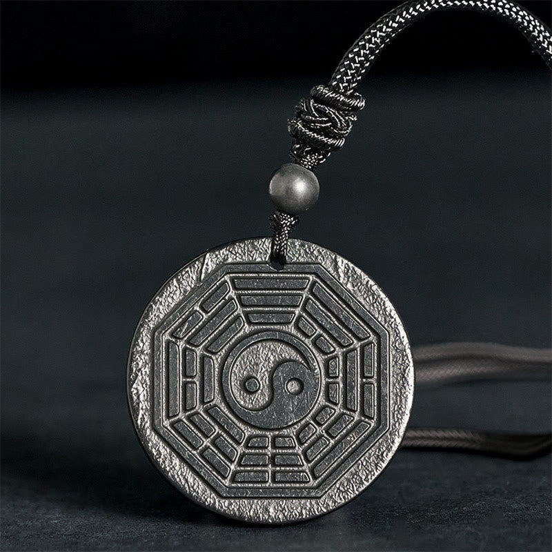 Collana con ciondolo in pietra di shungite autentica con protezione Bagua Yin Yang Buddha Stones - Pietra di shungite (Protezione ♥ Radicamento) - 35-40 mm - image 0