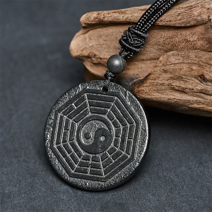 Collana con ciondolo in pietra di shungite autentica con protezione Bagua Yin Yang Buddha Stones - image 3