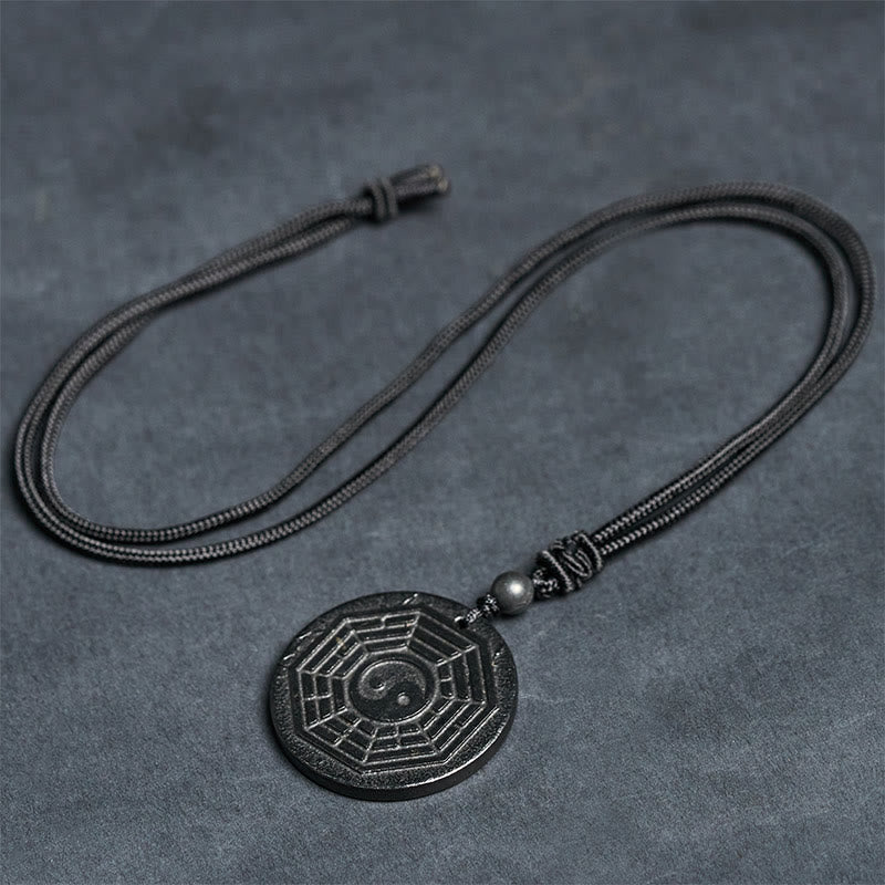 Collana con ciondolo in pietra di shungite autentica con protezione Bagua Yin Yang Buddha Stones - image 6