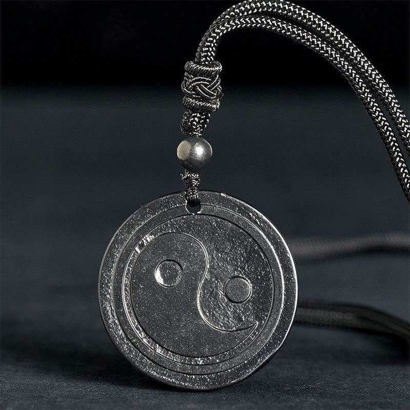 Collana con ciondolo di protezione Yin Yang in pietra di shungite naturale autentica Buddha Stones - image 2
