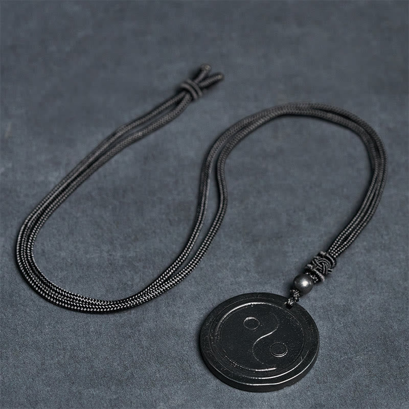 Collana con ciondolo di protezione Yin Yang in pietra di shungite naturale autentica Buddha Stones - image 6