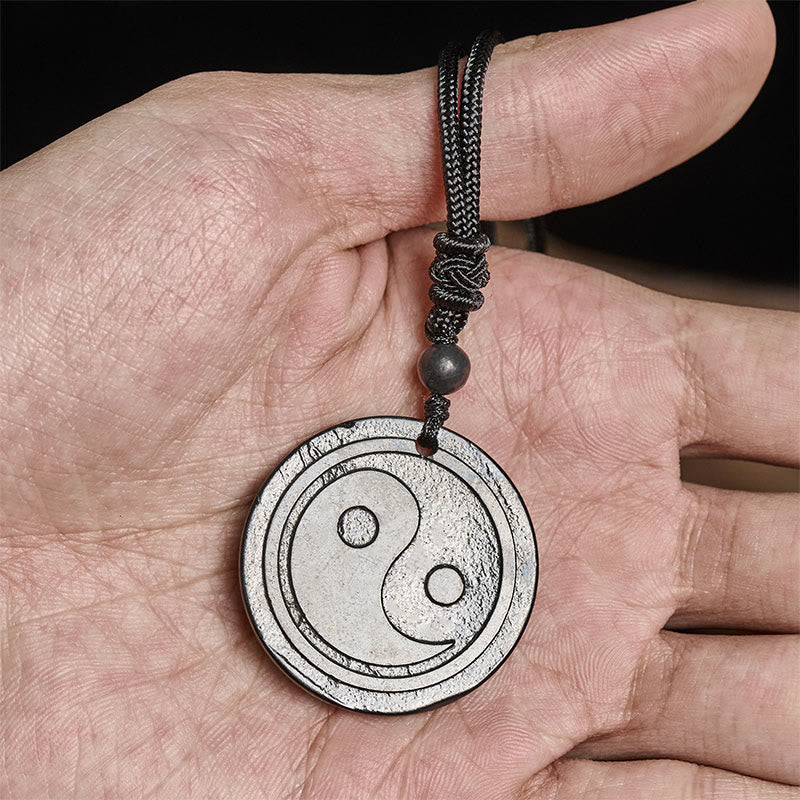 Collana con ciondolo di protezione Yin Yang in pietra di shungite naturale autentica Buddha Stones - image 5