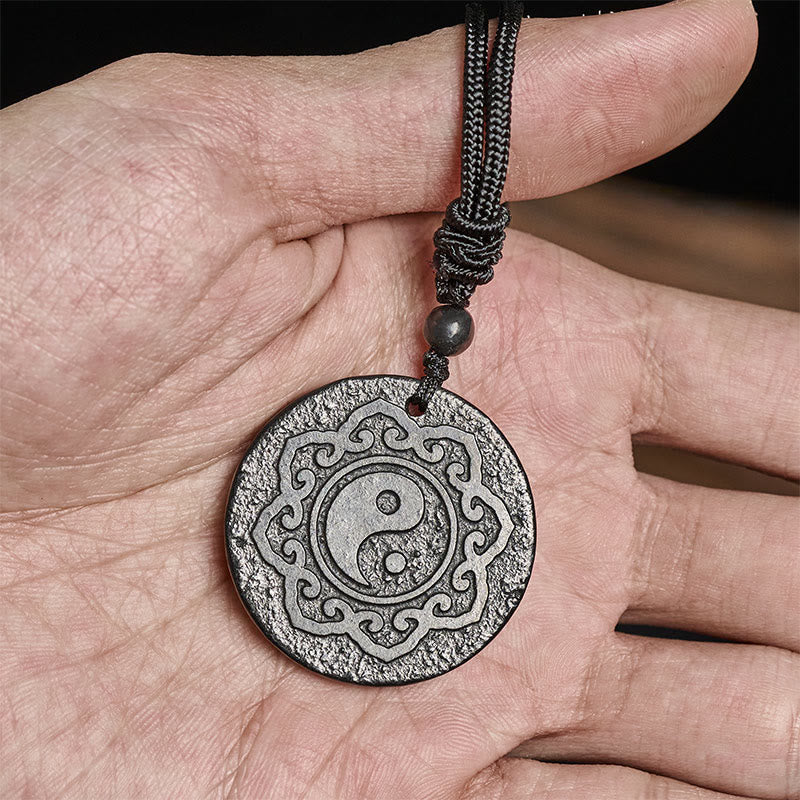 Buddha Stones Tai Chi Simbolo Yin Yang Collana con ciondolo in pietra di shungite autentica Forza interiore - image 5