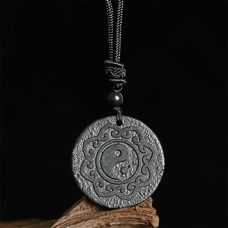 Buddha Stones Tai Chi Simbolo Yin Yang Collana con ciondolo in pietra di shungite autentica Forza interiore - image 3