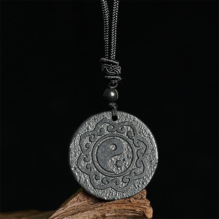 Buddha Stones Tai Chi Simbolo Yin Yang Collana con ciondolo in pietra di shungite autentica Forza interiore - image 3