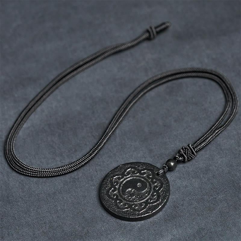 Buddha Stones Tai Chi Simbolo Yin Yang Collana con ciondolo in pietra di shungite autentica Forza interiore - image 8