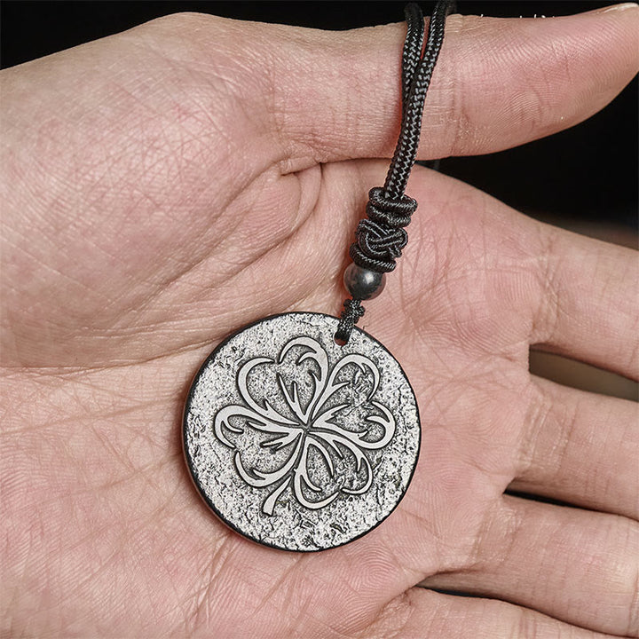 Buddha Stones, quadrifoglio, pietra di shungite autentica, pietra di grafite, collana con ciondolo protettivo - image 6