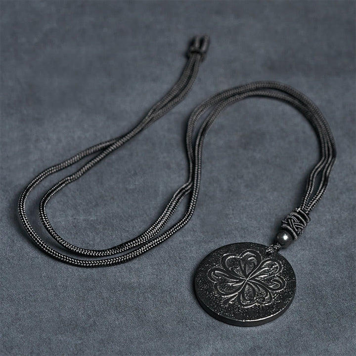 Buddha Stones, quadrifoglio, pietra di shungite autentica, pietra di grafite, collana con ciondolo protettivo - image 6