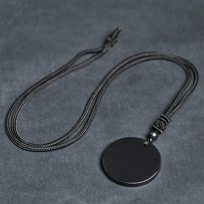Collana con ciondolo di protezione in pietra di shungite autentica con cerchio Buddha Stones dal design semplice - image 8