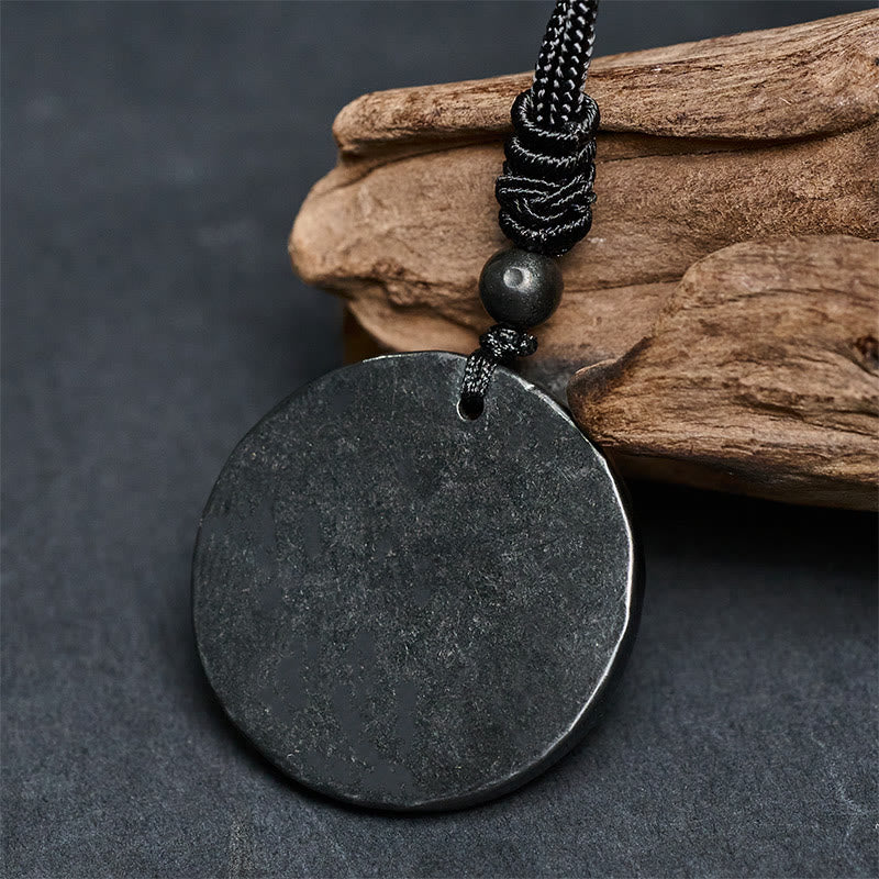 Collana con ciondolo di protezione in pietra di shungite autentica con cerchio Buddha Stones dal design semplice - image 6