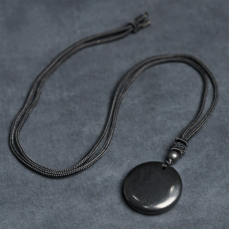 Collana con ciondolo in pietra di shungite autentica, forma geometrica rotonda, forza interiore, Buddha Stones - image 7