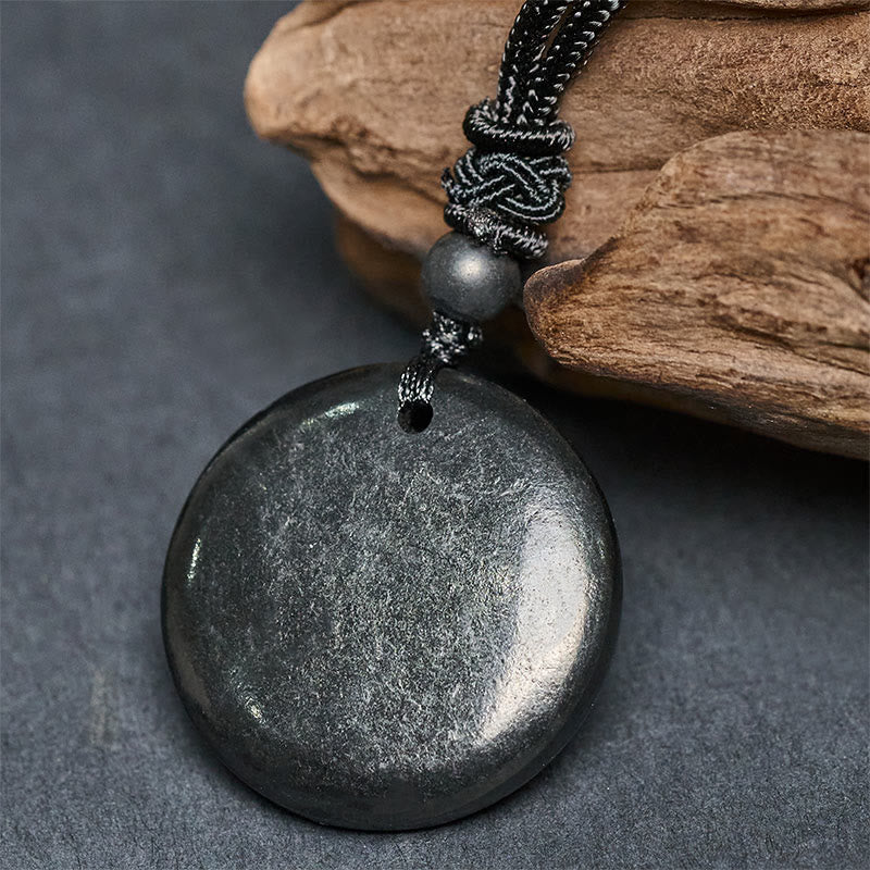 Collana con ciondolo in pietra di shungite autentica, forma geometrica rotonda, forza interiore, Buddha Stones - image 6