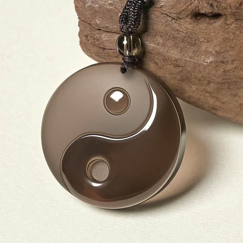 Collana con ciondolo positivo in ossidiana di ghiaccio e simbolo Yin Yang Buddha Stones - image 4