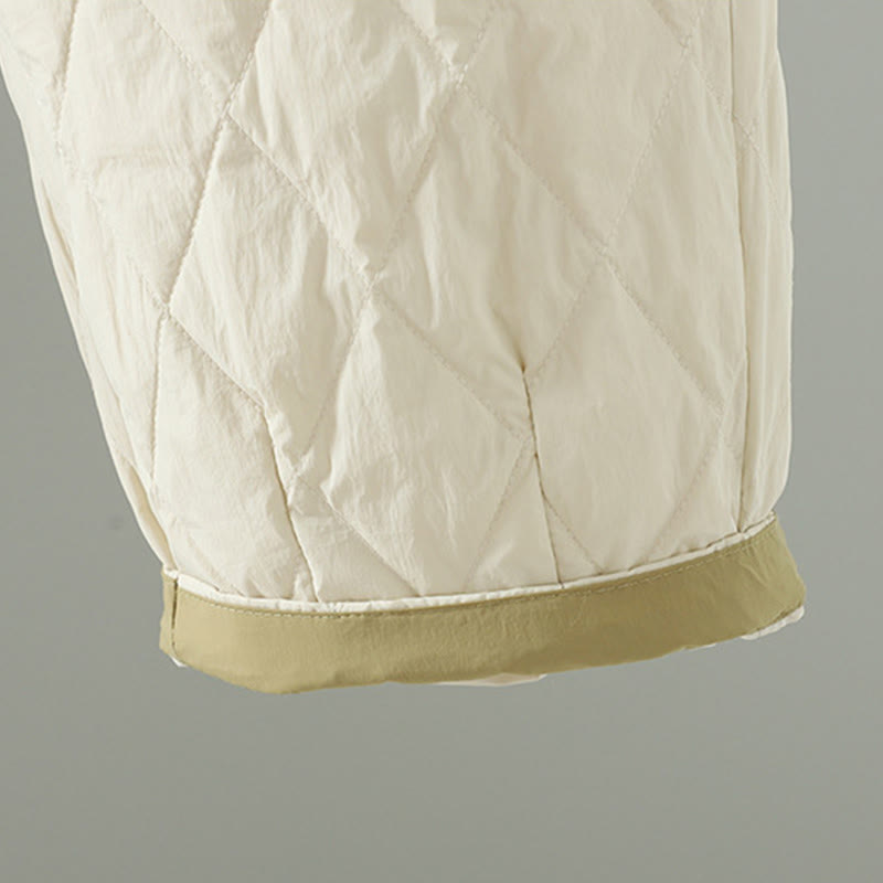 Pantaloni da donna spessi con tasche e motivo a rombi con fiori rosa Buddha Stones - image 8