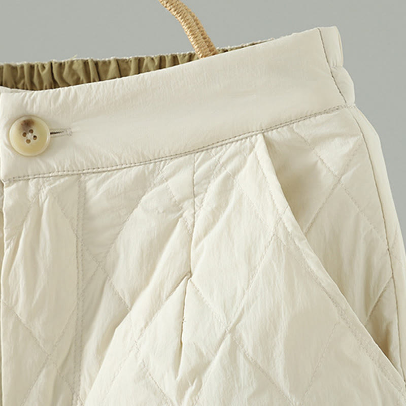 Pantaloni da donna spessi con tasche e motivo a rombi con fiori rosa Buddha Stones - image 7