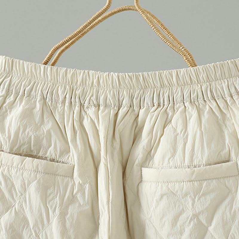 Pantaloni da donna spessi con tasche e motivo a rombi con fiori rosa Buddha Stones - image 10