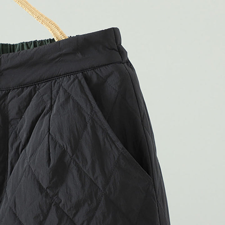 Pantaloni da donna spessi con tasche e motivo a rombi con fiori rosa Buddha Stones - image 14