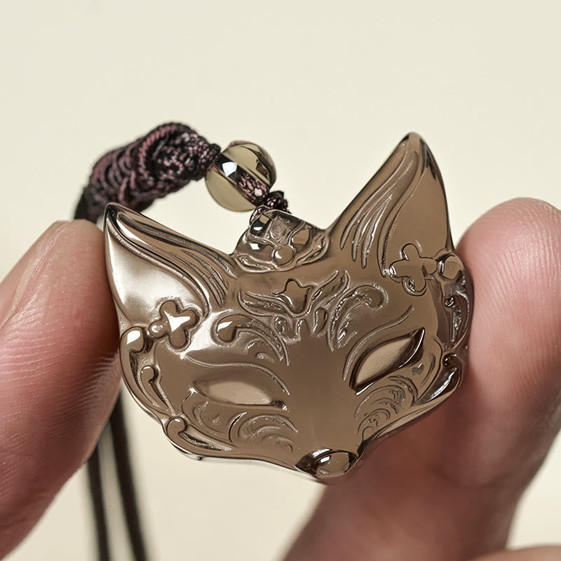 Collana con ciondolo in ossidiana di ghiaccio e ossidiana lucida color argento con design a forma di volpe Buddha Stones in rilievo - image 12