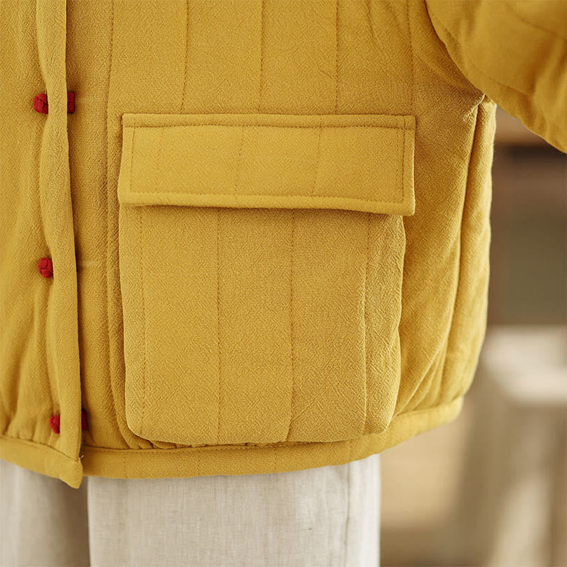 Giacca da donna in cotone spesso con maniche lunghe, tasche e bottoni a forma di rana, motivo a righe , Buddha Stones - image 14