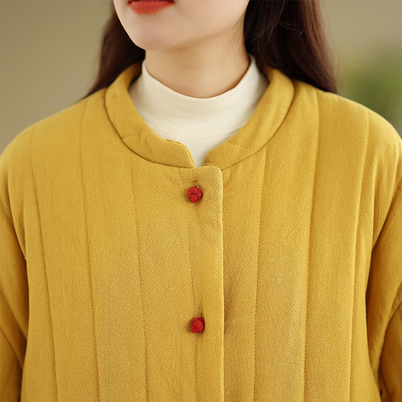 Giacca da donna in cotone spesso con maniche lunghe, tasche e bottoni a forma di rana, motivo a righe , Buddha Stones - image 13