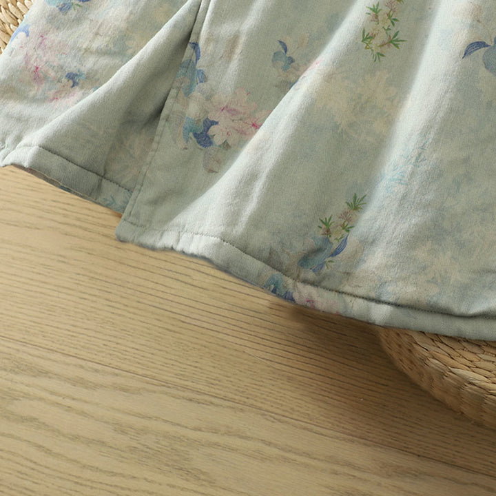 Cappotto da donna con maniche lunghe e collo rotondo, motivo floreale con bottoni a rana Buddha Stones  - image 17