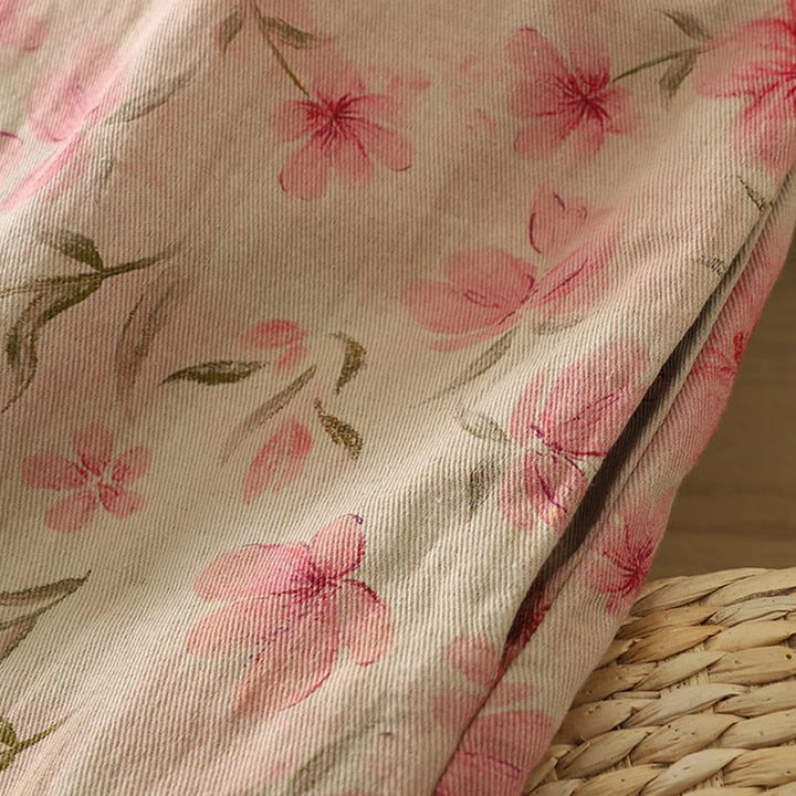 Cappotto da donna con maniche lunghe e collo rotondo, motivo floreale con bottoni a rana Buddha Stones  - image 10