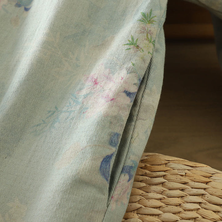 Cappotto da donna con maniche lunghe e collo rotondo, motivo floreale con bottoni a rana Buddha Stones  - image 21