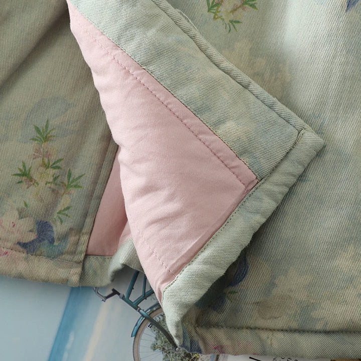 Cappotto da donna con maniche lunghe e collo rotondo, motivo floreale con bottoni a rana Buddha Stones  - image 20