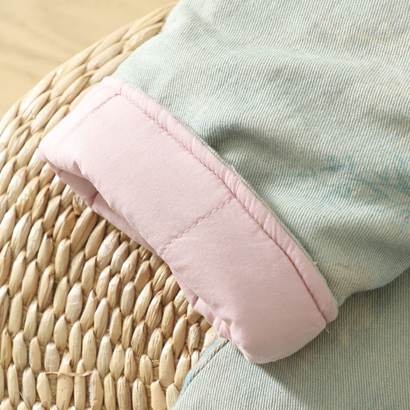 Cappotto da donna con maniche lunghe e collo rotondo, motivo floreale con bottoni a rana Buddha Stones  - image 18