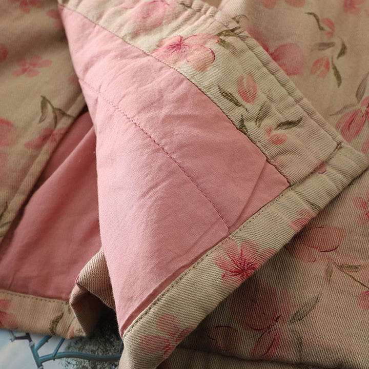 Cappotto da donna con maniche lunghe e collo rotondo, motivo floreale con bottoni a rana Buddha Stones  - image 8