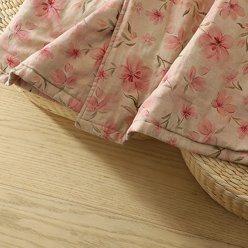 Cappotto da donna con maniche lunghe e collo rotondo, motivo floreale con bottoni a rana Buddha Stones  - image 7