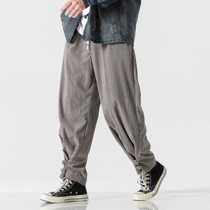 Pantaloni a gamba dritta in cotone con tasche e bottoni, modello Buddha Stones , da uomo, autunno inverno - image 7