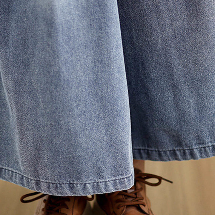 Pantaloni a gamba larga con tasche e vita alta da donna, modello Buddha Stones Fall Vintage Distressed Design - image 8