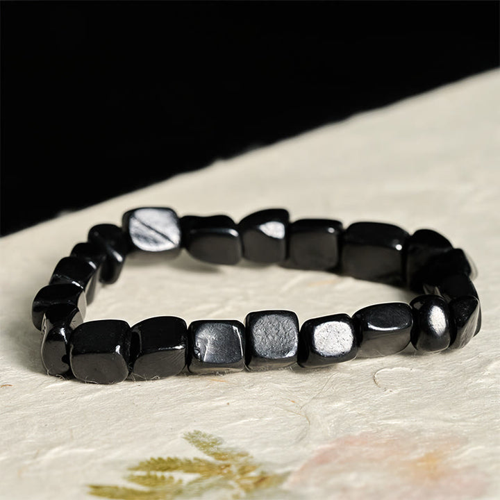 Braccialetto di perline di protezione in pietra di shungite naturale autentica Buddha Stones da 8 mm - Pietra di shungite (Chiarezza ♥ Forza interiore) - image 0