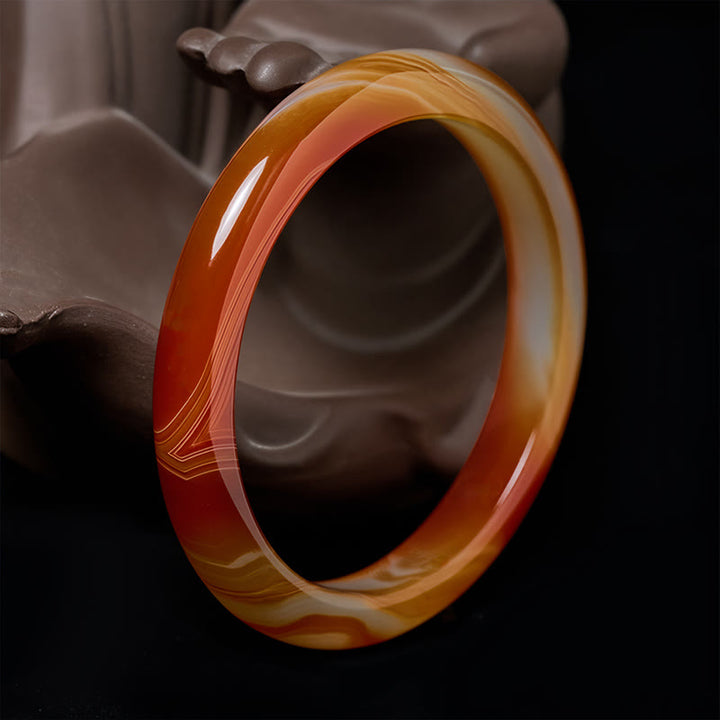 Bracciale rigido con polsino calmo in agata rossa venata Buddha Stones - Agata rossa (pensiero logico ♥ accettazione di sé) - 61-62 mm - image 0