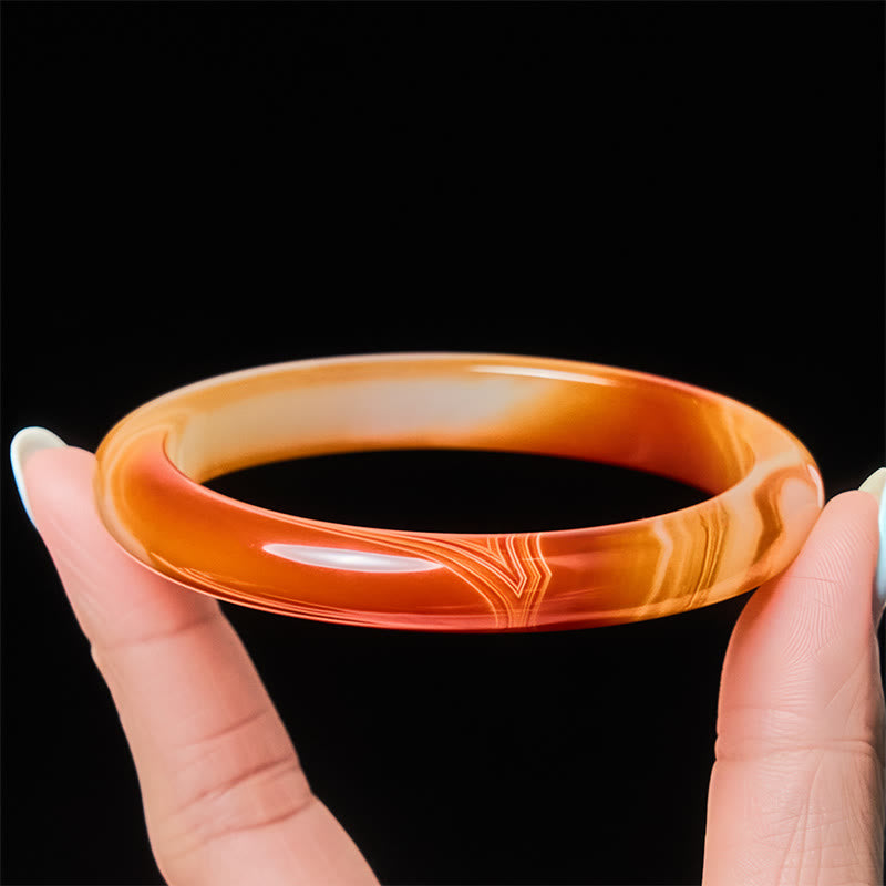 Bracciale rigido con polsino calmo in agata rossa venata Buddha Stones - image 3