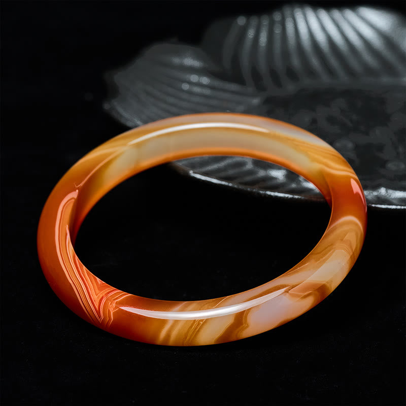 Bracciale rigido con polsino calmo in agata rossa venata Buddha Stones - image 1