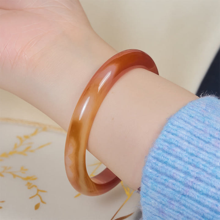 Bracciale rigido con polsino calmo in agata rossa venata Buddha Stones - image 4