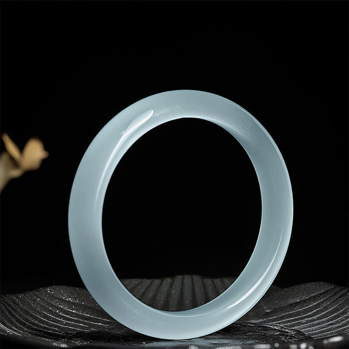 Bracciale rigido spirituale con occhio di gatto bianco Buddha Stones - image 2