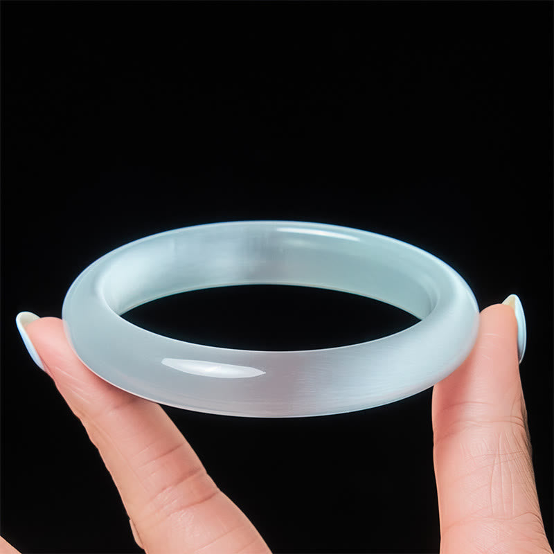 Bracciale rigido spirituale con occhio di gatto bianco Buddha Stones - image 3