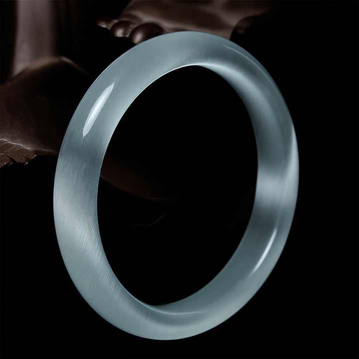 Bracciale rigido spirituale con occhio di gatto bianco Buddha Stones - Occhio di gatto bianco (fortuna ♥ positiva) - 64 millimetri - image 0