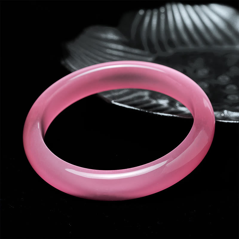 Bracciale rigido Buddha Stones pietra rosa occhio di gatto e ciondolo Peace Love - image 3