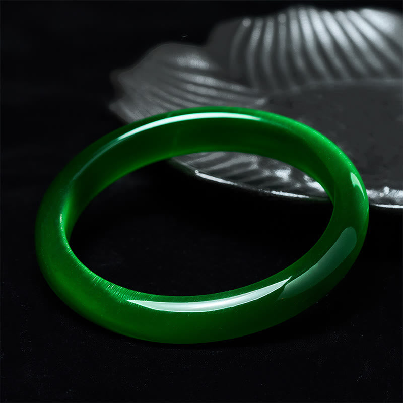 Bracciale rigido sottile con polsino in pietra verde occhio di gatto Buddha Stones, allevia lo stress e aumenta la ricchezza - image 2