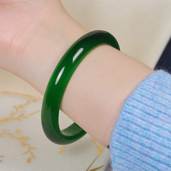 Bracciale rigido sottile con polsino in pietra verde occhio di gatto Buddha Stones, allevia lo stress e aumenta la ricchezza - image 4