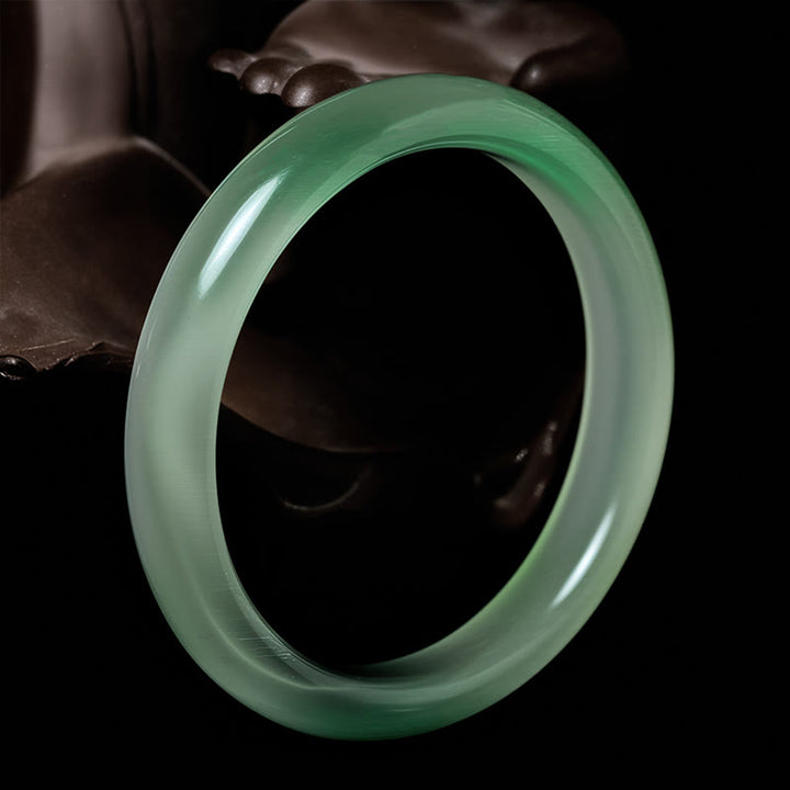 Bracciale rigido sottile con supporto per la pace, in crisoberillo e occhio di gatto , Buddha Stones - image 1