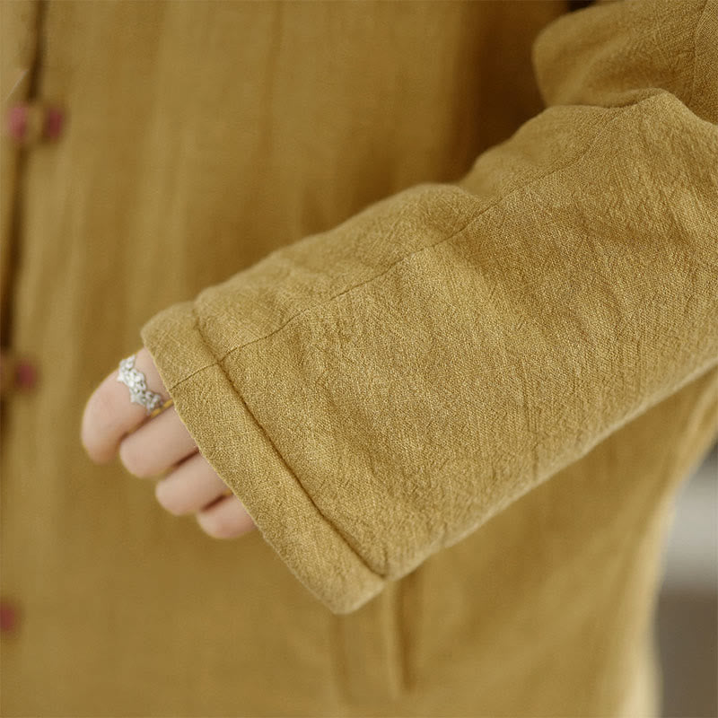 Giacca da donna in cotone spesso con tasche e cappuccio, a maniche lunghe, con bottoni a rana, motivo Buddha Stones - image 8